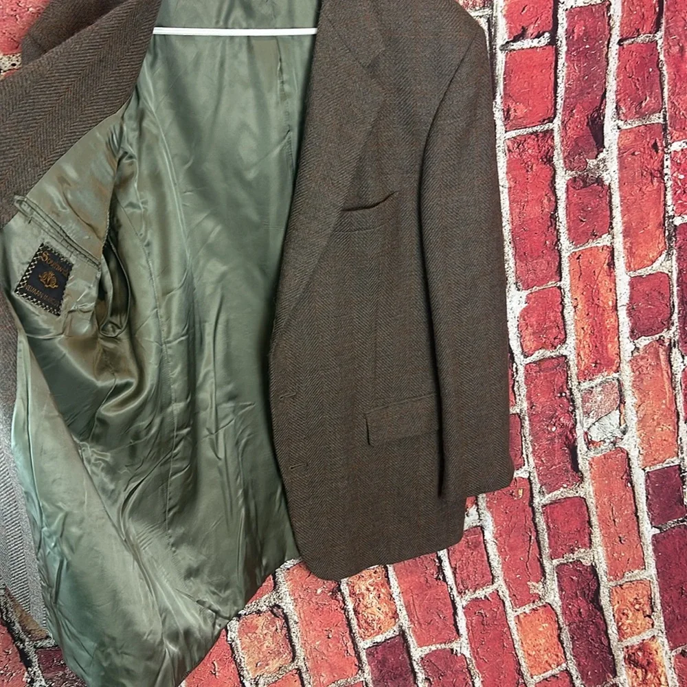 Vintage Southwick Neiman Marcus Green rust plaid Wool Jacket blazers 43 R